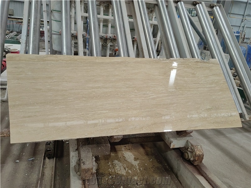 Roman Travertine Polished Slab Filled And Unfilled