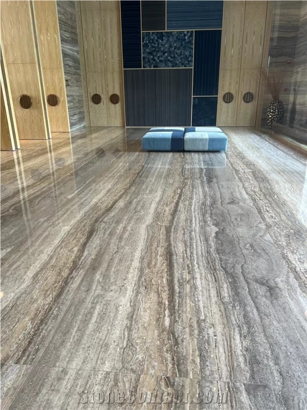 Silver Grey Travertine Polished Filled And Unfilled