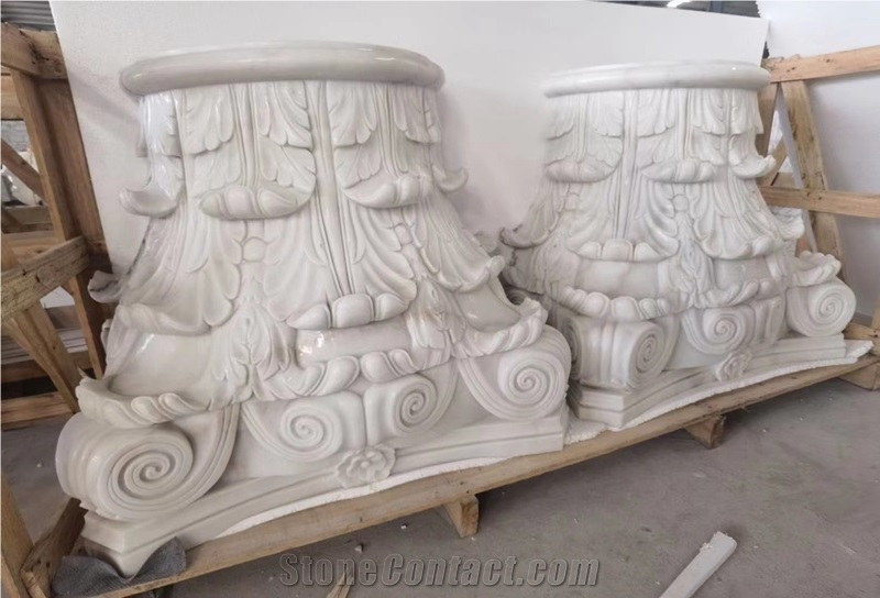White Marble Curved Column