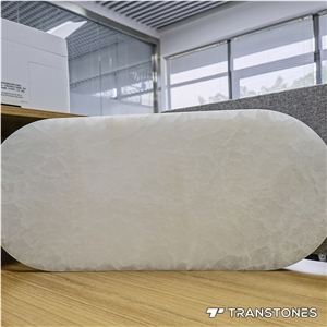 20Mm Oval Plate White Jade Window Display Natural Ice Onyx