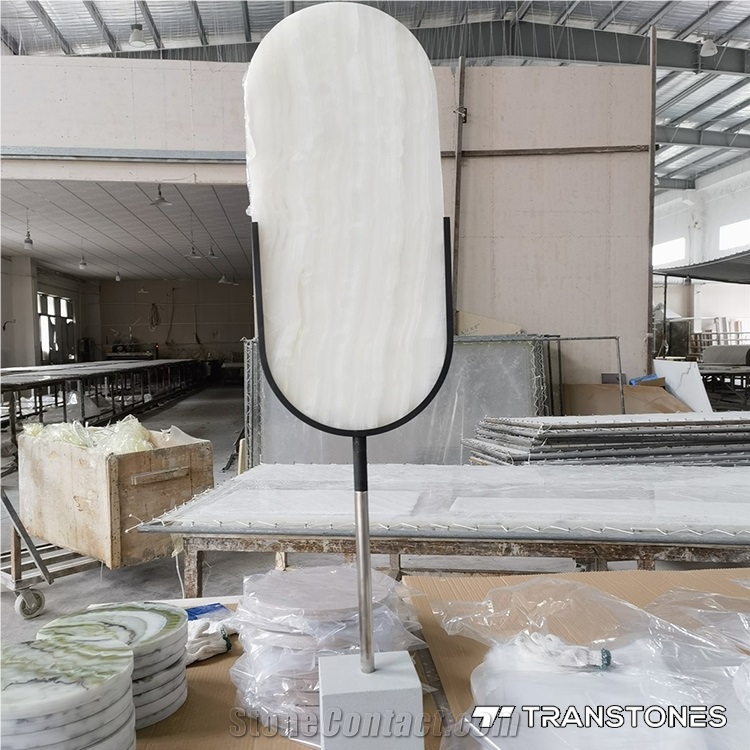 Natural Onyx Slabs Translucent Snow White With Waving Veins