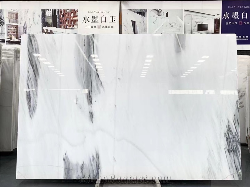 China Mountain White Ink White Marble Big Slab Tile