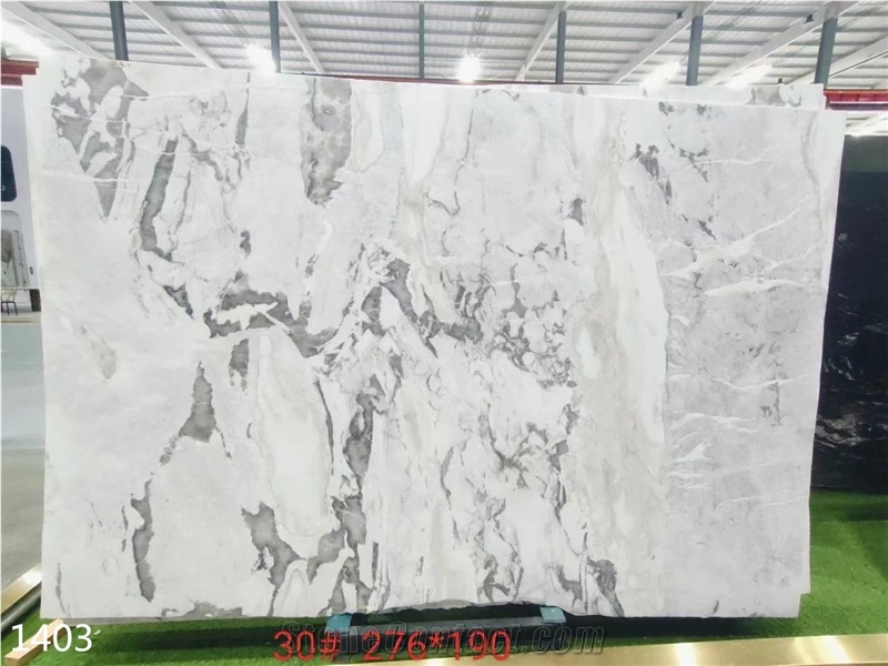 Picasso White Marble Orchid Jade Big Slab Tile Bookmatched