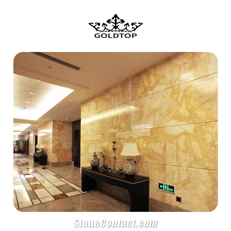 Giallo Siena Marble Slab Tile For Living Room Wall Decor