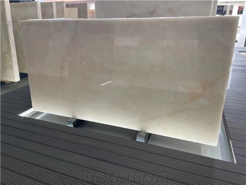 Glossy White Onyx With Red Veins Natural Onyx Slabs