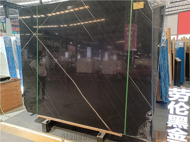 Gold And Black Vein Noir Aziza Marble Slabs