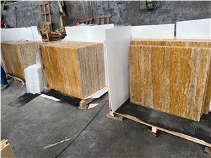 GOLDTOP Natural Polished Surface Gold Travertine Tiles