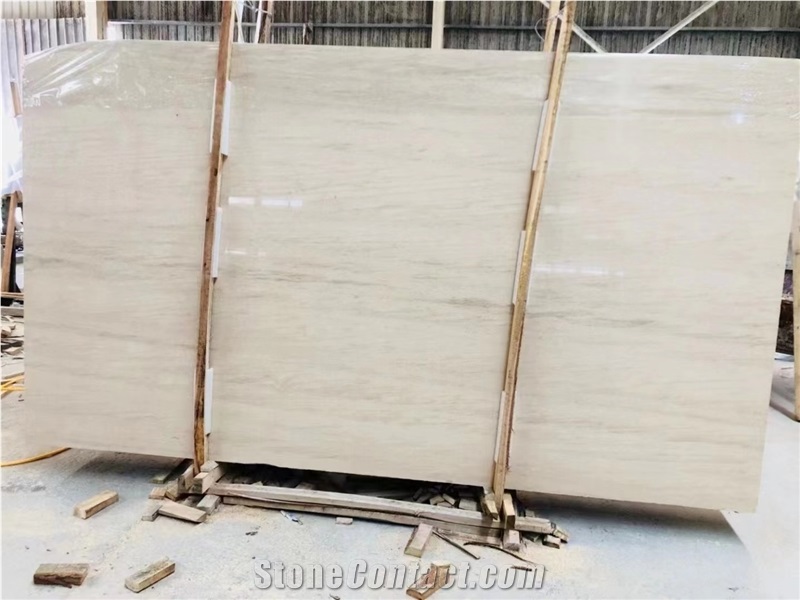 GOLDTOP Polished Surface White Wood Limestone Slabs