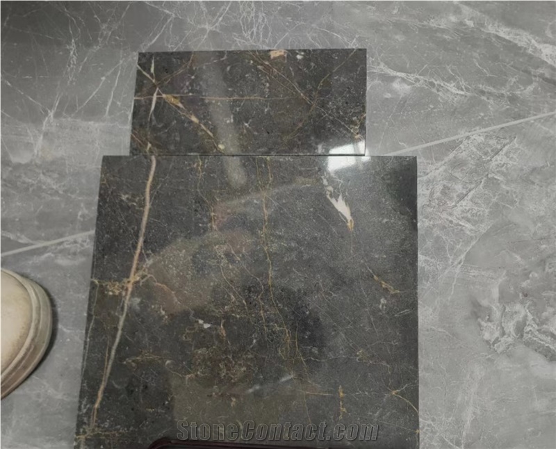 High Glossy Natural Grey Marble Tiles For Indoor Decoration