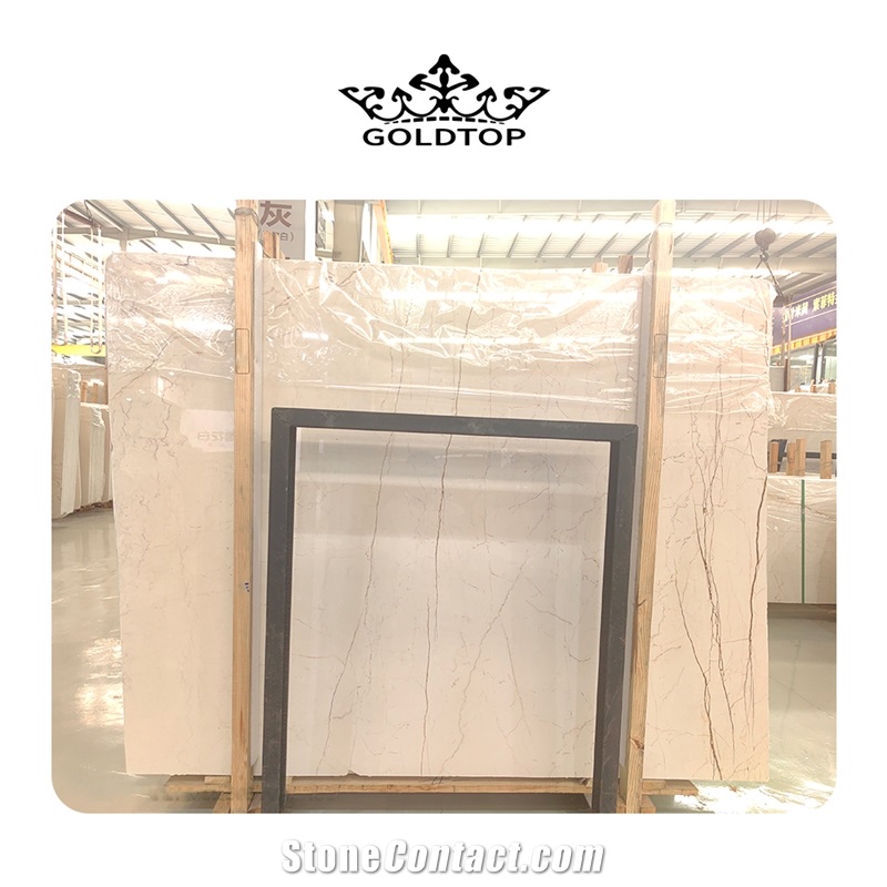 Luxury Cream Rose Marble Slabs For Hotel Wall And Floor