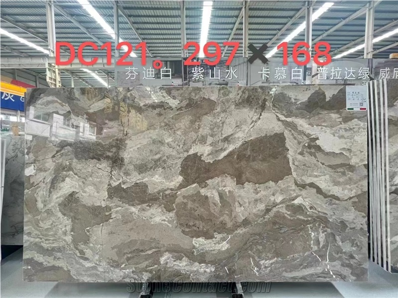 Polished Van Gogh Brown Marble Slabs For Wall