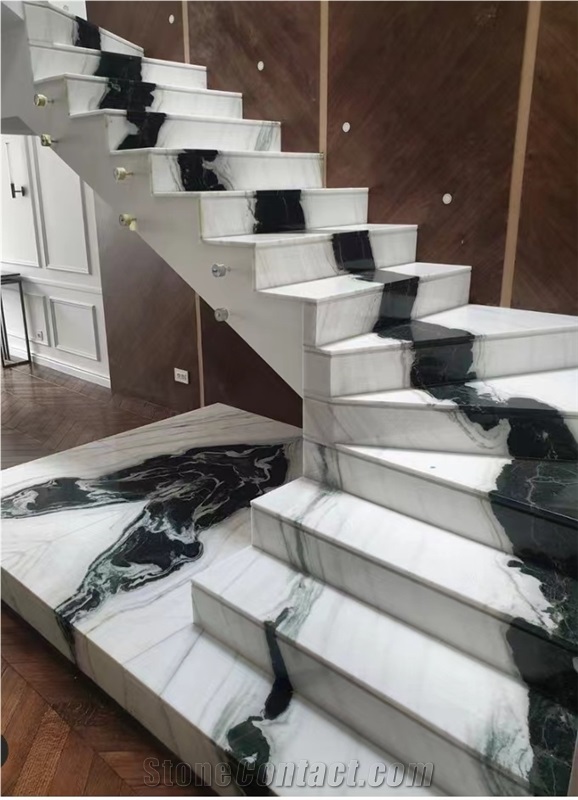 Panda White Marble Stair Steps Risers Treads Home Decoration