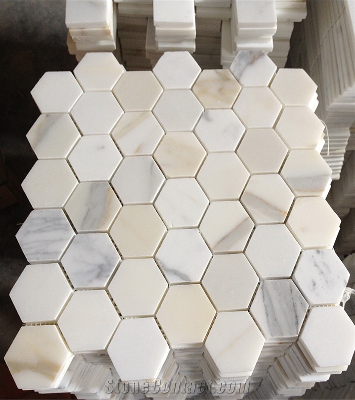 Calacatta Marble Hexagon Mosaic Floor Tile Backsplash Tiles