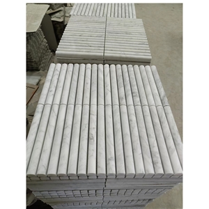 Carrara White Marble Honed 3D Flute Mosaic Tiles