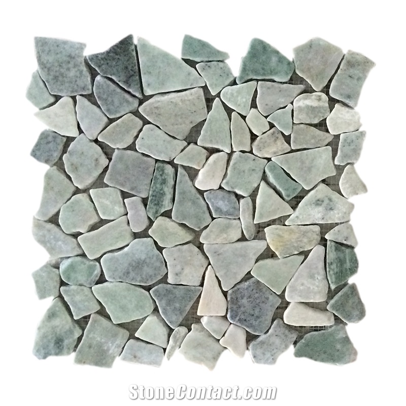 China Verde Ming Green Marble Tumbled Mosaic