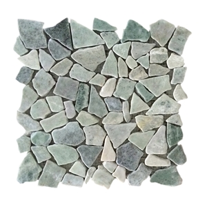 China Verde Ming Green Marble Tumbled Mosaic