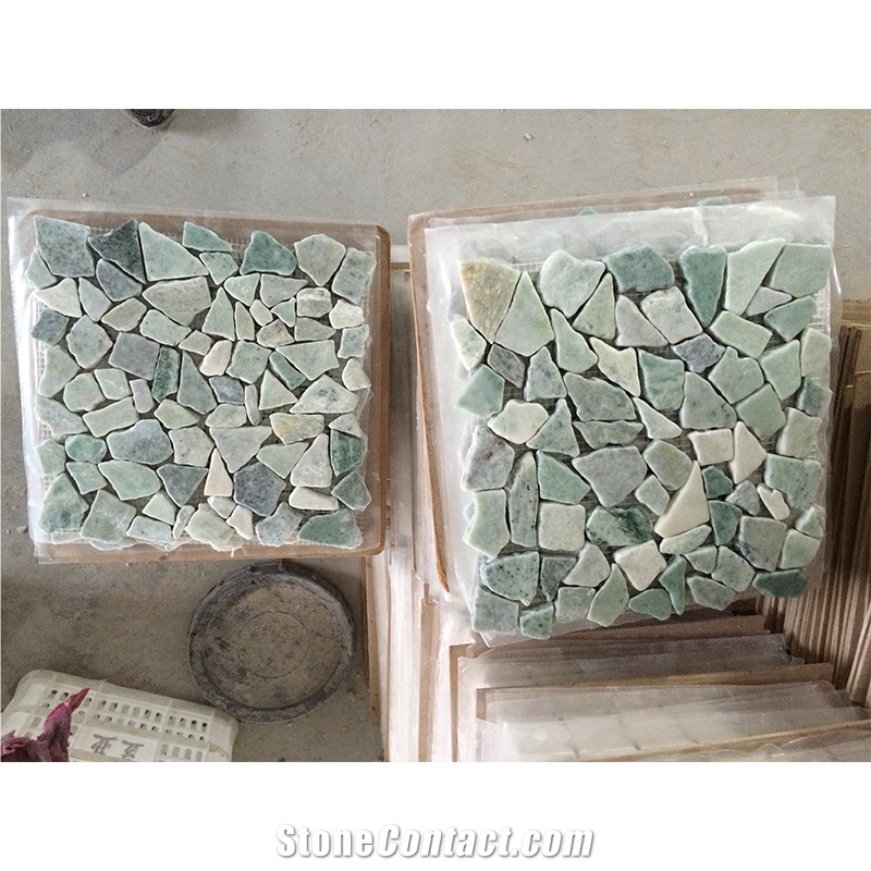 China Verde Ming Green Marble Tumbled Mosaic