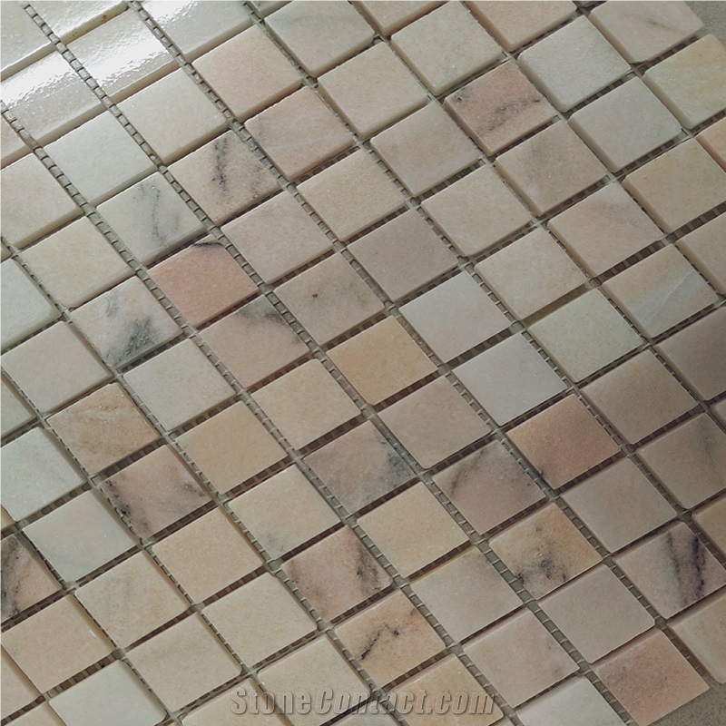 Pink Marble Square Pattern Field Floor Wall Mosaic