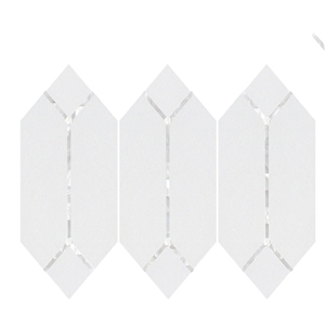 Pure White Thassos Marble And Shell Picket Mosaic Tile