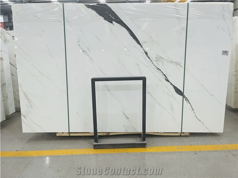 China Eastern Calacatta Oro White Marble Slabs Tile
