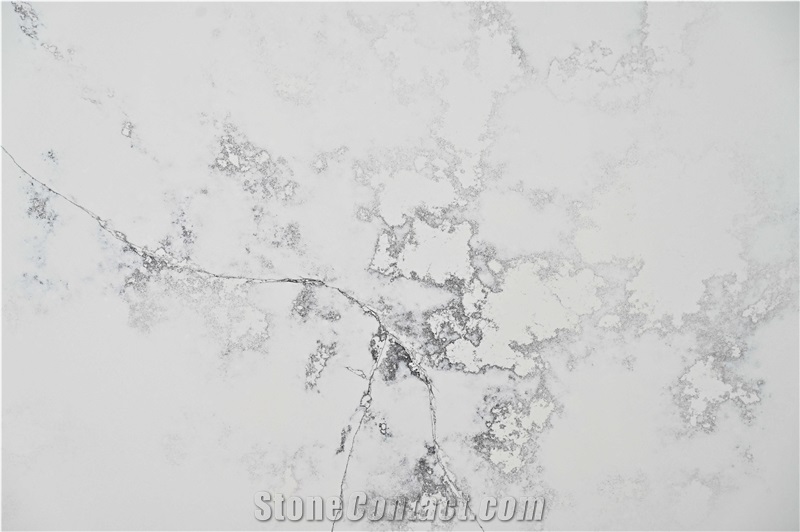 Polished AQ054 White Quartz Stone Slab Super White