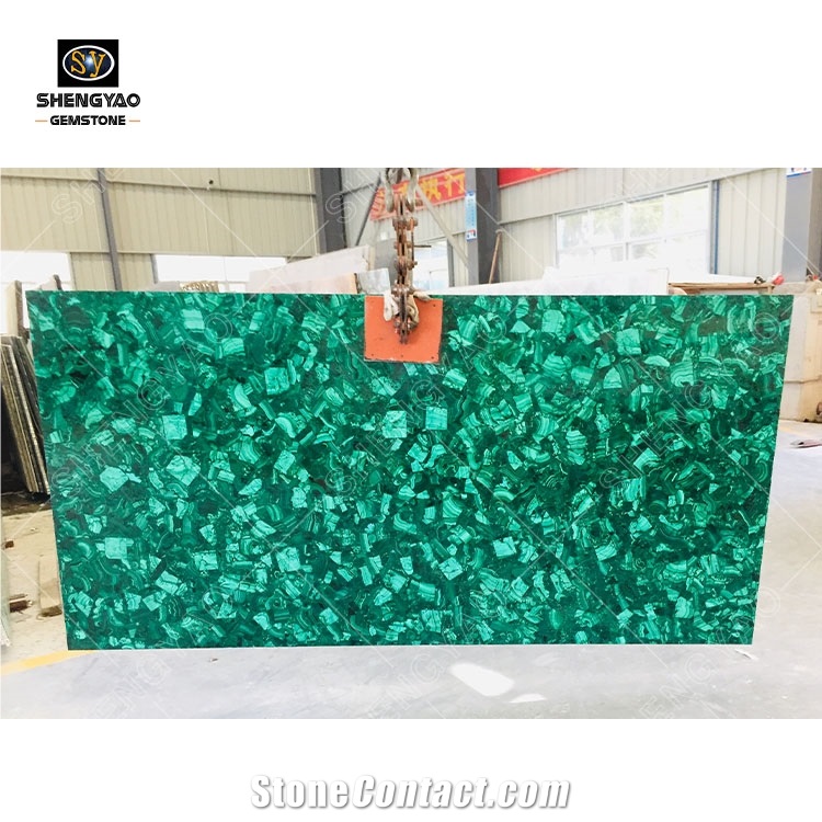 Custom Green Semiprecious Stone Malachite Slabs