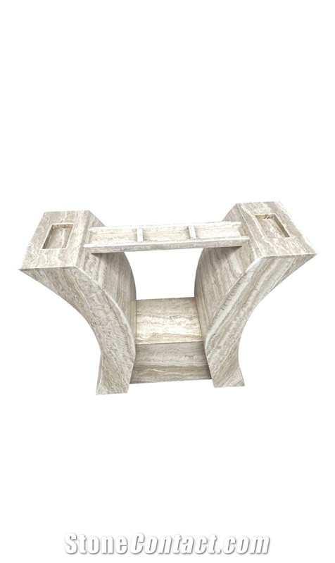 Stone Dinning Table Base#5 In Peruvian Travertine Polished