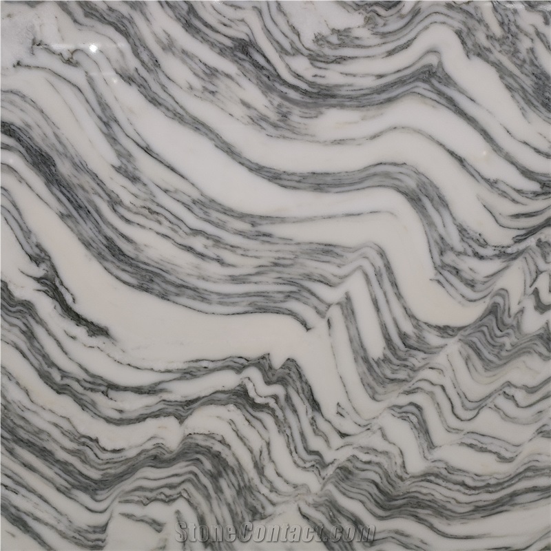 White  Nature Stone Alpine Water Marble For Kitchen Wall