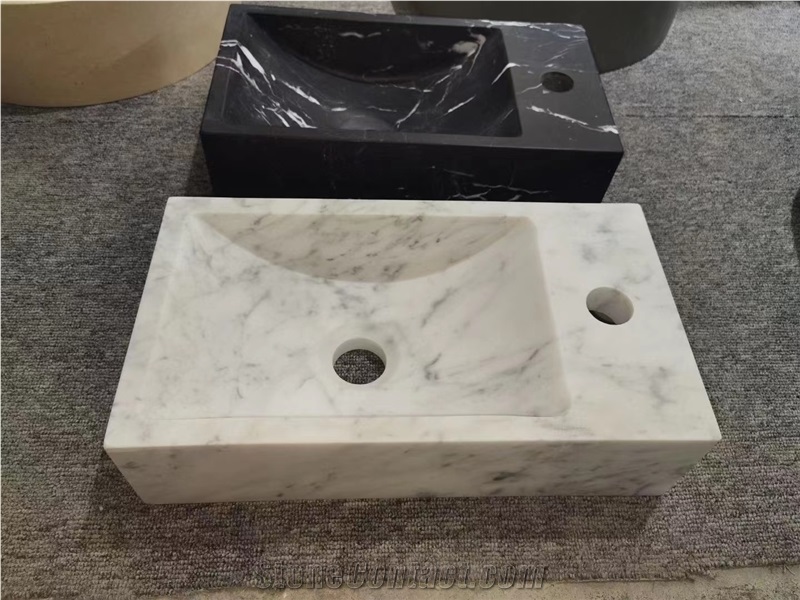 Marble Bath Vessel Sink Bianco Carrara Oval Wash Basin