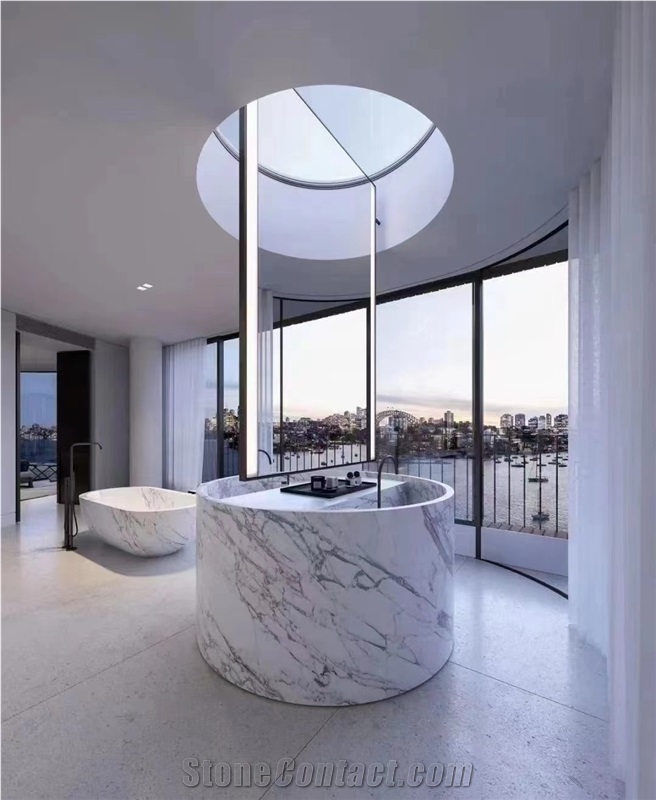 Marble Pedestal Wash Basin Milas Lilac Bathroom Round Sink