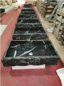 Natural Split Marble Bathroom Sink China Green Wash Basin