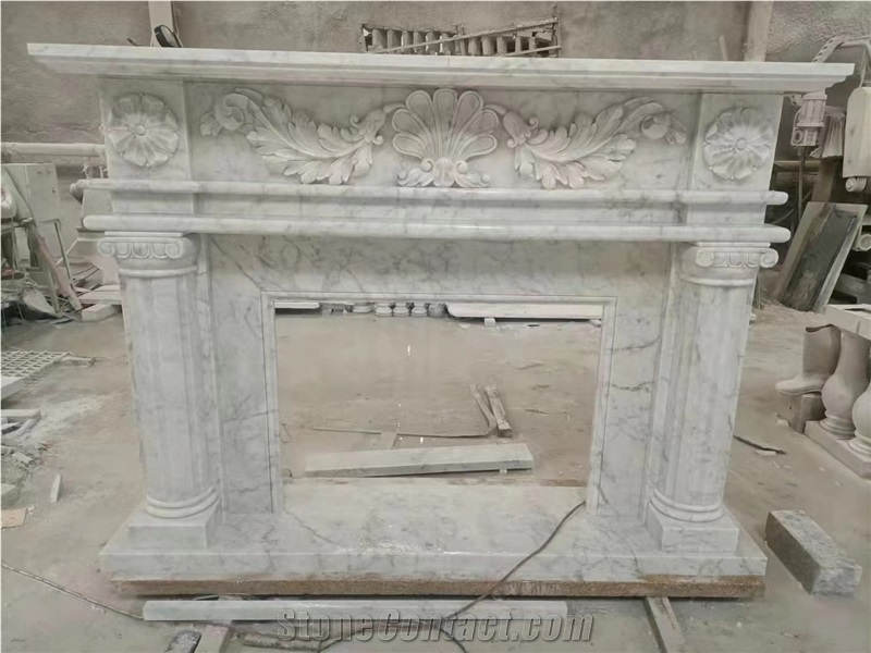 Sculpture Marble Fireplace Statuario Indoor Fireplace Mantel