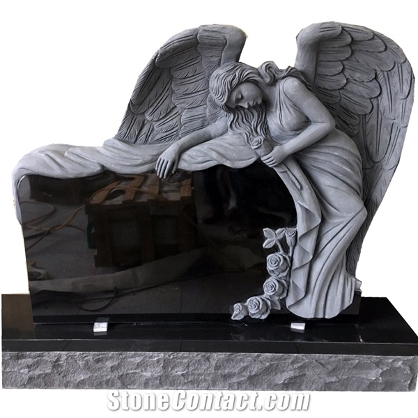 Angel Monument In Absolute Black Granite