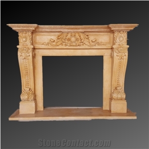 Brown Limestone Fireplace