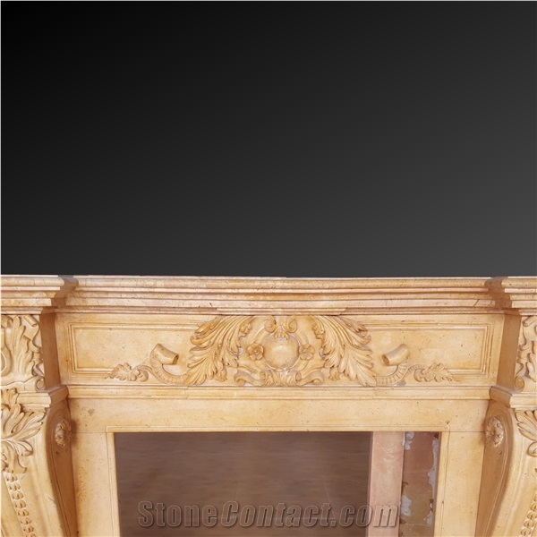 Brown Limestone Fireplace