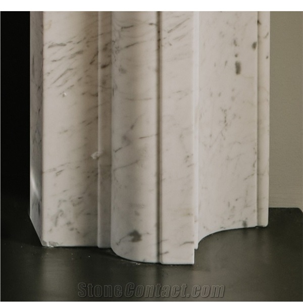 Carrara White Marble Simple Modern Fireplace