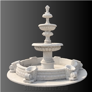Lion Face White Marble Carving Large Fountain