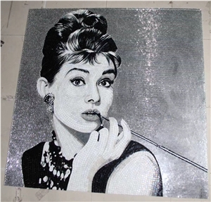 Audrey Hepburn Portrait Painting Marble Mosaic Mural Art