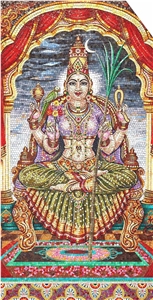 Traditional Religious Gajalakshmi Tanjore Painting Mosaic