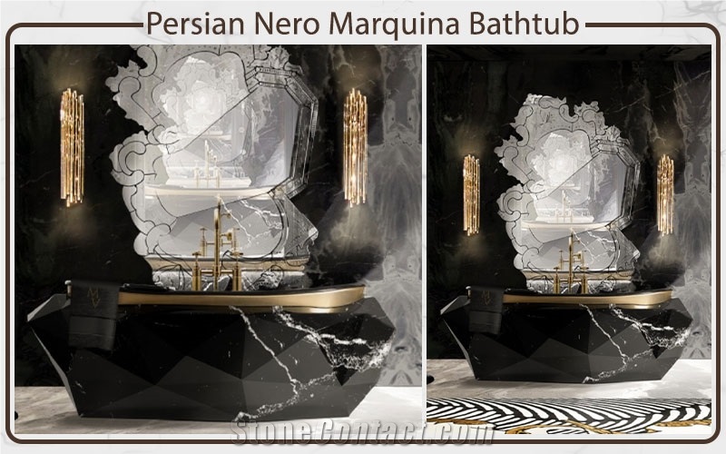Persian Nero Marquina Black Bathtub , Round & Oval Bathtub