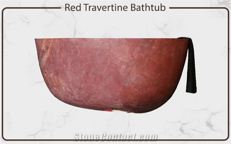 Red Travertine Bathtub , Round & Oval Bathtub