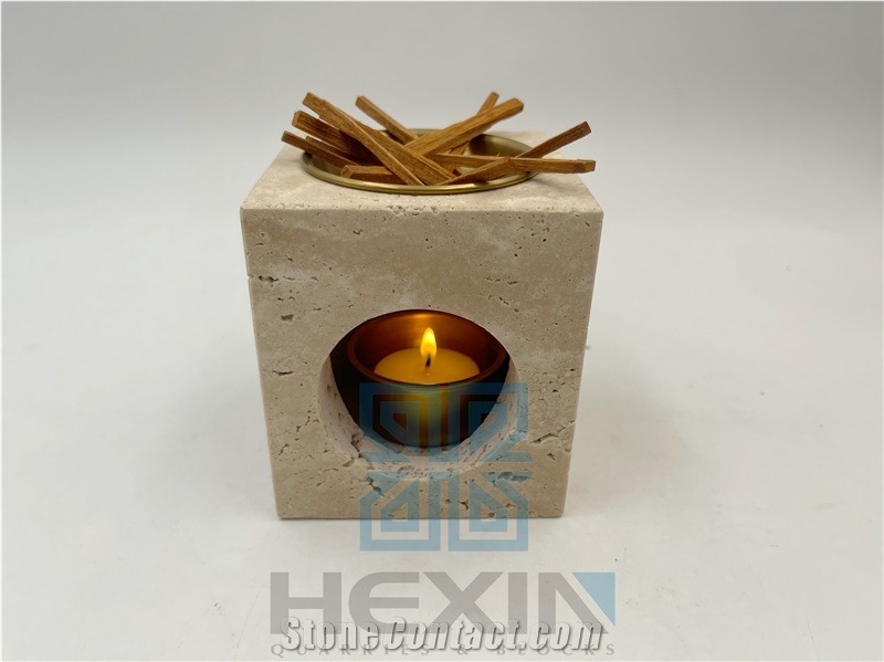 Beige Travertine Essential Oil Diffuser (Candle Burner)