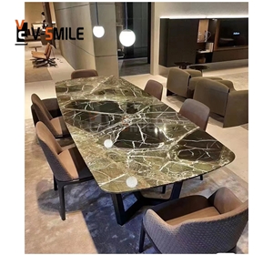 Home Furniture Green Levanto Marble Top Dining Table