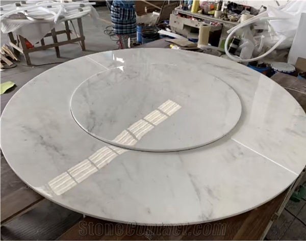 New Ariston White Marble Round Shape Dining Table Marble Top