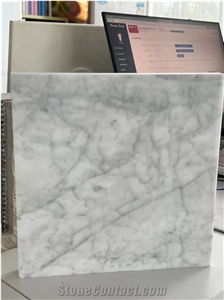Carrara White Marble Tile Laminated Glass Backing