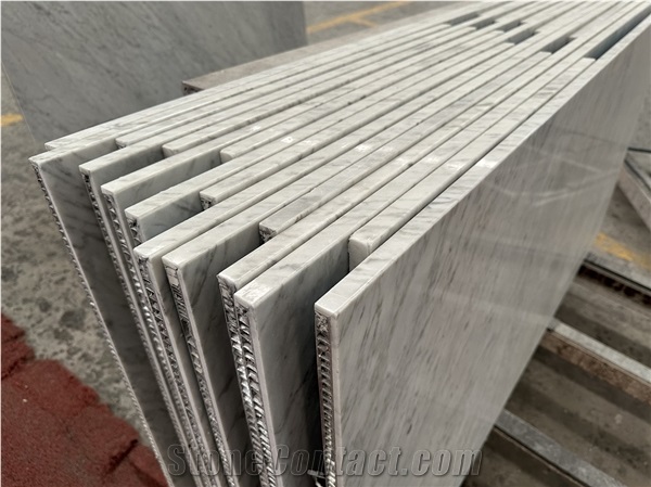 Carrara White Marble Tile Laminated With Honeycomb Backing