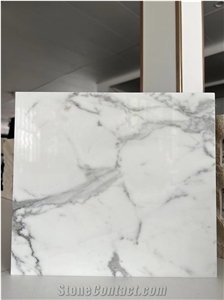 Statuario White Marble-Porcelain Backed Laminated Tile