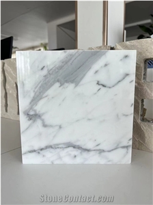 Statuario White Marble-Porcelain Backed Laminated Tiles