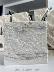 White Macaubus Marble Tile Laminated Honeycomb Backing