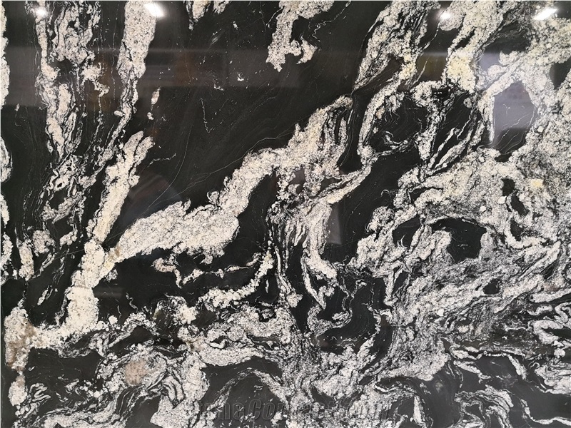 Brazil Cosmic Dusty Black Granite Slab Tile